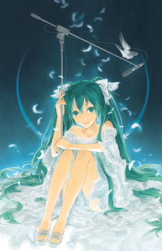 Girl sitting water bird shoulder - the water free wallpaper