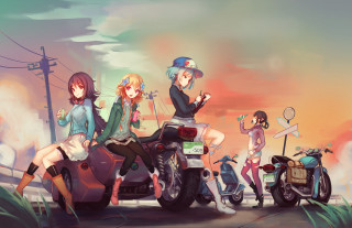 Group people motorcycle street sky - graffiti free wallpaper