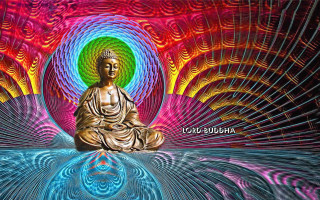 Buddha statue psychedelic background rainbow - a buddha statue free wallpaper