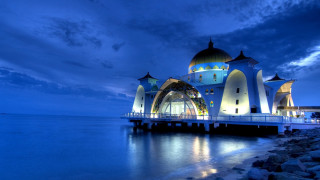 Pier building night blue sky - a pier free wallpaper