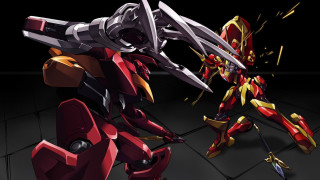Robots fighting dark room black - a black floor free wallpaper