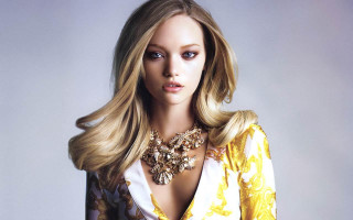 Woman yellowwhite shirt necklace blonde - neoclassicism free wallpaper for desktop