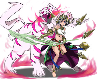Woman sword white tiger colorful - a sword next free wallpaper