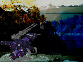 Robot gun mountain trees snow - a robot free wallpaper