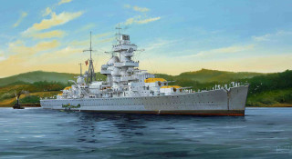 Battleship water mountains boat foreground - matte painting free wallpaper