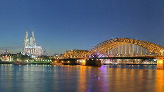 Bridge river city night lights 14 - a bridge over a river free wallpaper