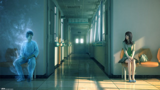 Woman bench man hallway painting - a bench next free wallpaper