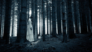 Woman white dress forest trees 5 - surreal photography free wallpaper