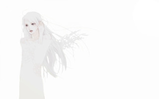 White hair gothic dress fog - her arm behind her head free wallpaper