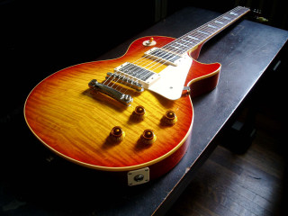 Red yellow guitar table black - artgem free wallpaper