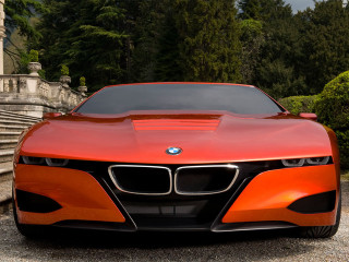 Red orange sportscar building stairs - digital free wallpaper for desktop