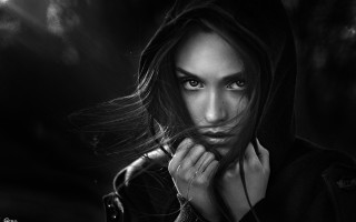 Woman hoodie pose hands face - a hoodie free wallpaper for desktop