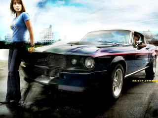 Woman standing car street sky - matte drawing free wallpaper