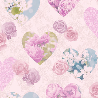 Pink blue heart flowers background - a blue heart free wallpaper