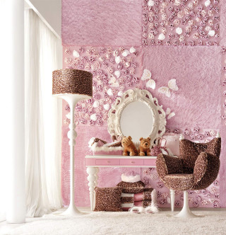 Pink wall white table teddy - a chair free wallpaper
