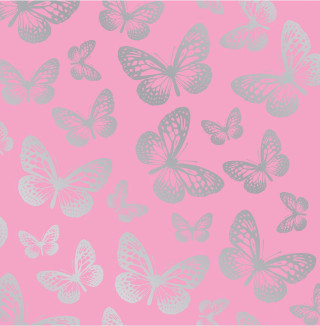 Pink background silver butterflies pattern - naturalism free wallpaper