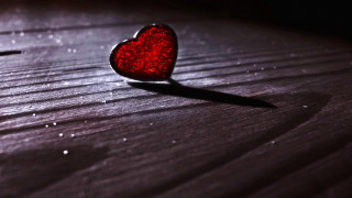 Heart shaped object wooden table - object free wallpaper