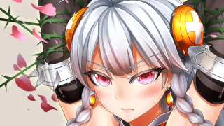 Woman white hair headphones flower - a background free wallpaper