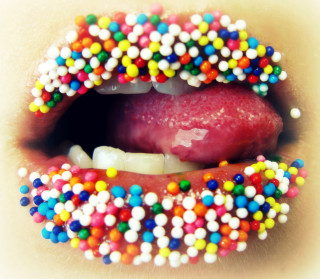 Close up mouth tongue sprinkles - florianne becker free wallpaper