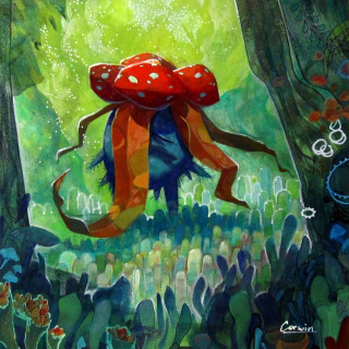 Red blue octopus forest trees - fantasy art free wallpaper