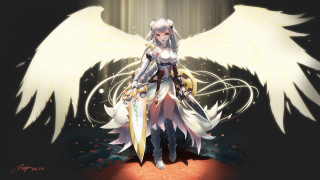 Woman white wings sword holding - a sword and a sword free wallpaper