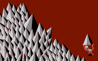 Red black man umbrella pyramid - benoit b. mandelbrot free wallpaper