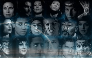 Collage people facial expressions hands - different facial expression free wallpaper