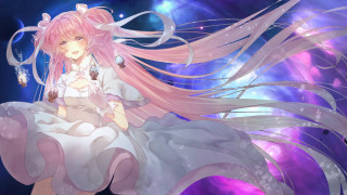 Pink hair white dress starry 2 - long pink hair free wallpaper