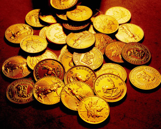 Gold coins beer table pile - top of a table next free wallpaper