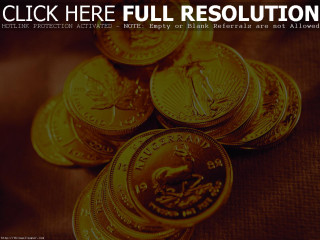 Gold coins table brown cloth - top of a table next free wallpaper