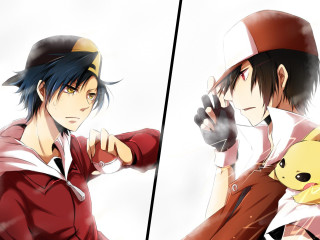 Anime characters holding pikachu toy - pokemon free wallpaper