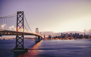 Bridge water city night lights 15 - city background free wallpaper