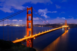 Long bridge night lights water - a long bridge free wallpaper
