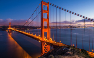 Long bridge water night lights - night time free wallpaper for desktop