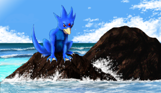 Blue bird rock ocean large - a blue bird free wallpaper