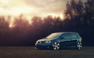 Black car parked field trees - caspar wolf free wallpaper