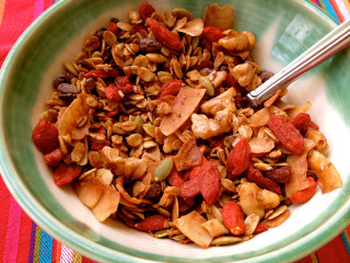Granola nuts dried fruit spoon - colorful free wallpaper