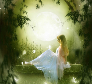 Woman dress forest moon butterfly - anne stokes free wallpaper