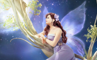 Fairy tree branch butterfly shoulder - a fairy free wallpaper