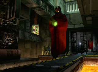 Man red cape yellow light - a red cape free wallpaper