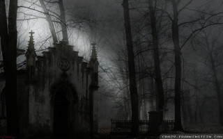 Creepy castle woods full moon - a full moon in the background free wallpaper