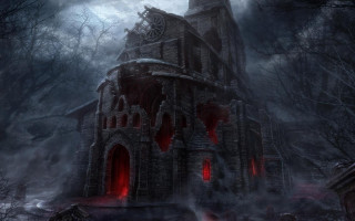 Creepy castle red light dark - the dark forest free wallpaper