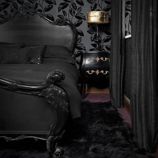 Gothic bedroom black bed gold - a bedroom free wallpaper