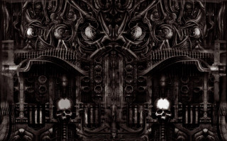 Black white photo large structure - biomechanical free wallpaper
