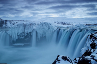 Waterfall ice snow mountain running - ice free wallpaper