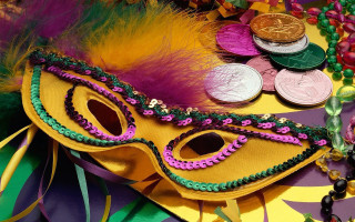 Mask coins table purple green - gaudy color free wallpaper
