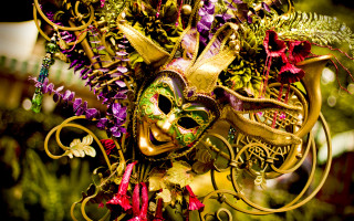 Mask flowers leaves hanging grass - a pole free wallpaper