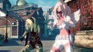 Anime characters city brick building - a city setting free wallpaper