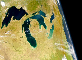Great lakes satellite image usa - buckminster fuller free wallpaper