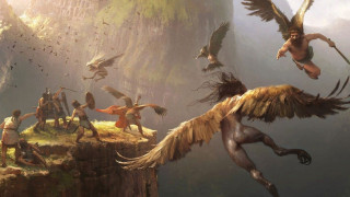 Cliff group people birds flying - a cliff face free wallpaper